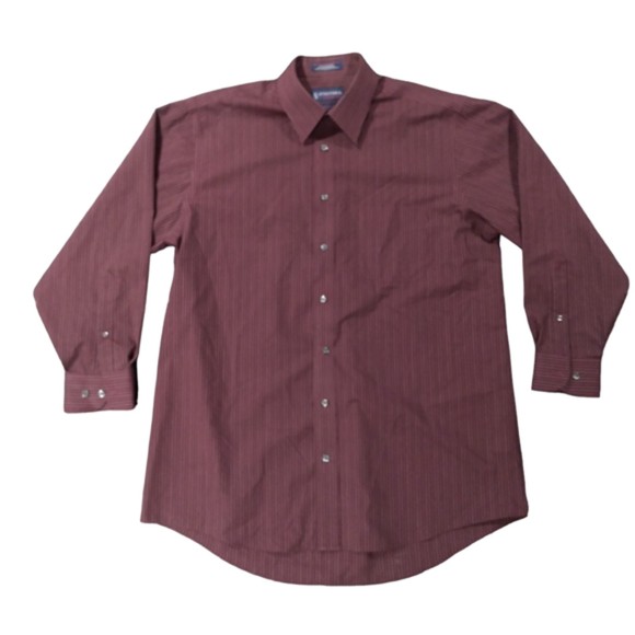 Stafford Performance Button Up Shirt Men's 16 1/2 32/33 Maroon Long Sleeve - Picture 3 of 7